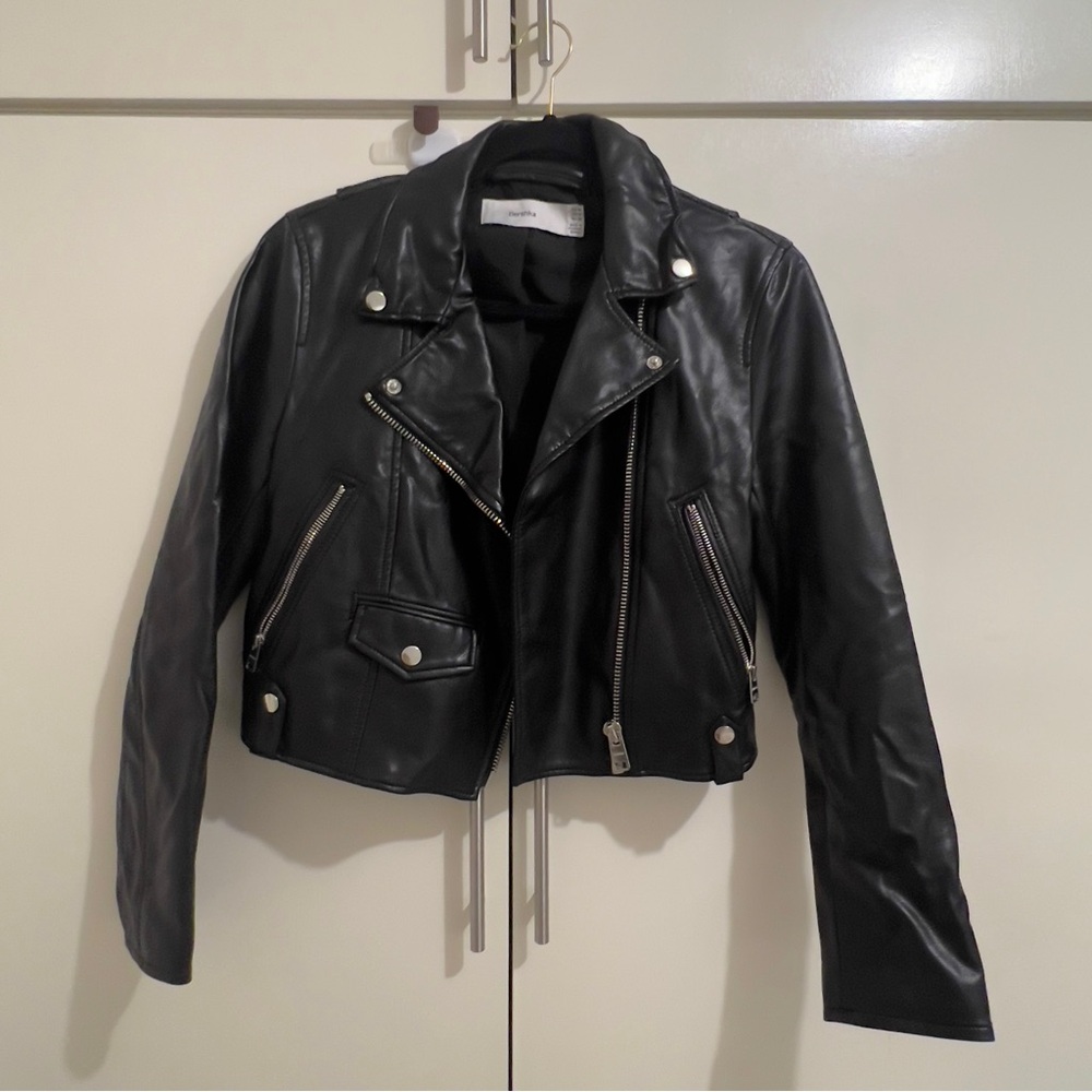 Bershka Black Leather Biker Jacket